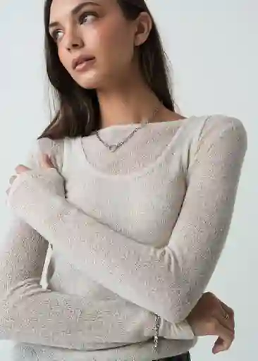 Camiseta Crudo Ballueca Claro Talla M 502G072 Naf Naf