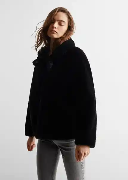 Abrigo Peluche Negro Talla 21 Mango Girl Mango