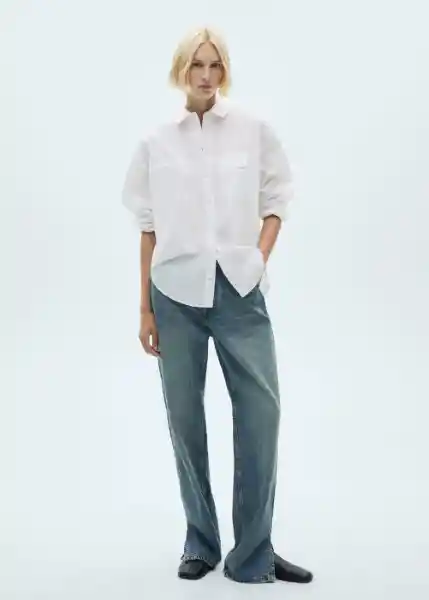 Camisa Nia Off White Talla S Mujer Mango