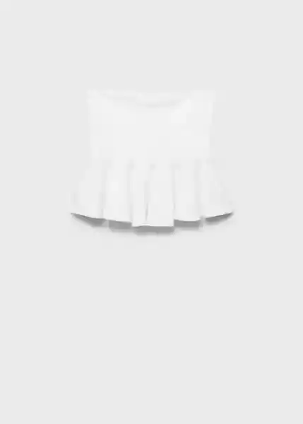 Top Peplum Blanco Talla L Mujer Mango