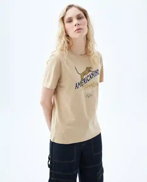 Camiseta Mujer Beige Talla L 609E051 Americanino