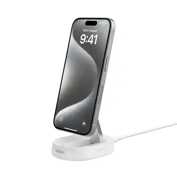 Belkin Base de Carga Qi2 Stand Convertible Pad 15W Blanco