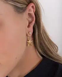 Estrella Aretes Dorados Amarillo Dorado Oscuro Mujer Naf Naf