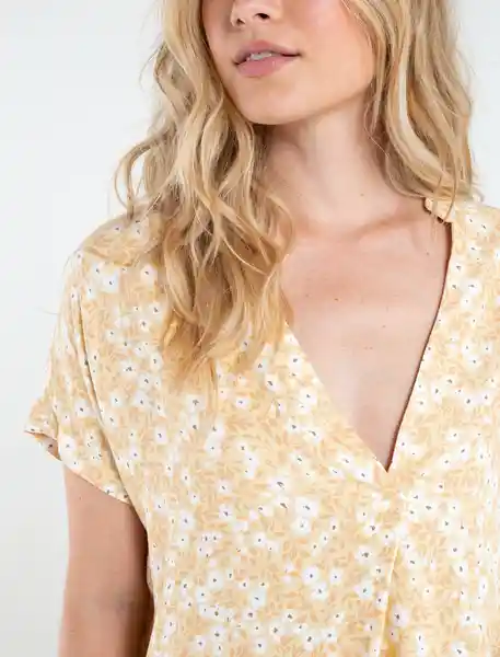 Camisa Manga Corta Gala Mujer Amarillo Venecia Talla XS Naf Naf