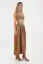Vestido Largo Luna Café Talla 02 M