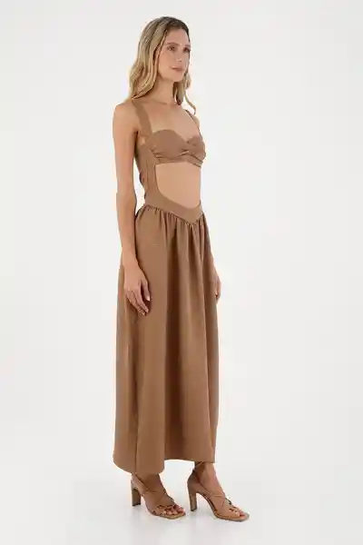 Vestido Largo Luna Café Talla 02 M