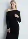 Vestido Frunci Negro Talla S Mujer Mango