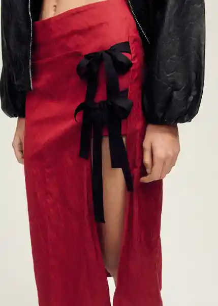 Falda Anemona Rojo Talla 38 Mujer Mango