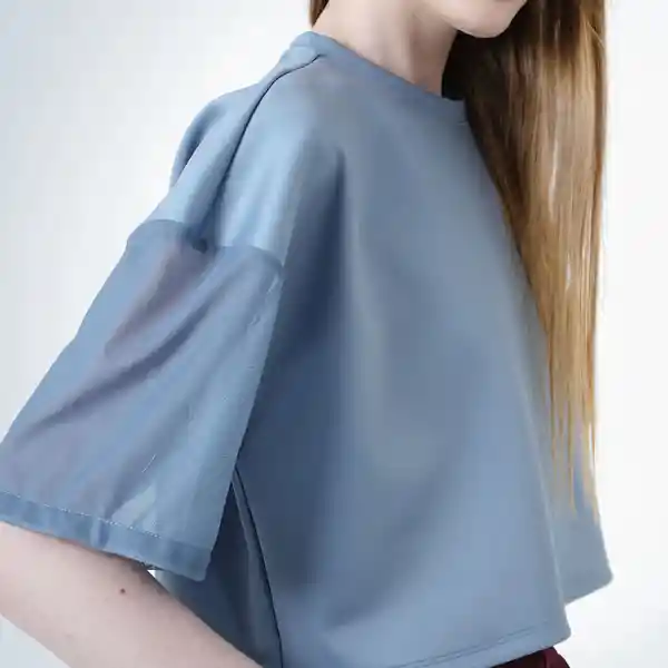 Camiseta Manga Corta en Combinado Azul L Fuera de Serie