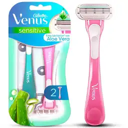 GILLETTE Venus Sensitive Cuchilla de Afeitar Mujer Aloe Máquina de Afeitar Depilación Corporal para Piel Sensible 2 Uds