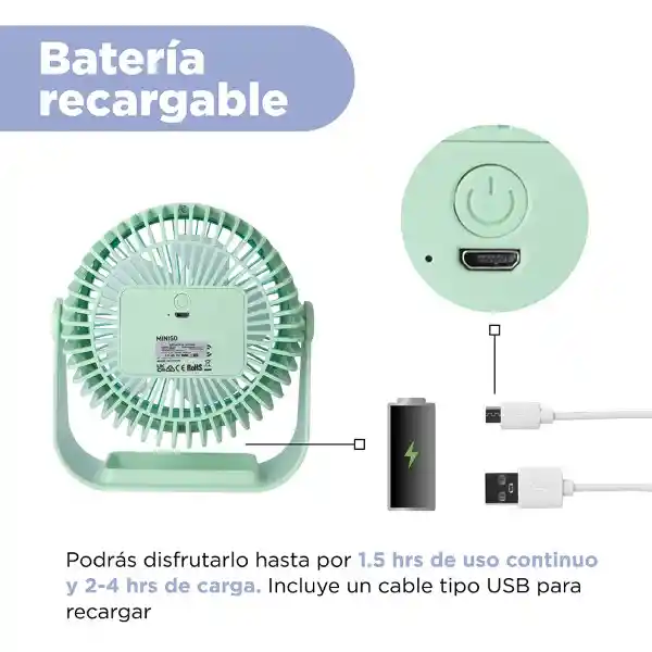 Ventilador de Escritório Verde 1200Mah Miniso
