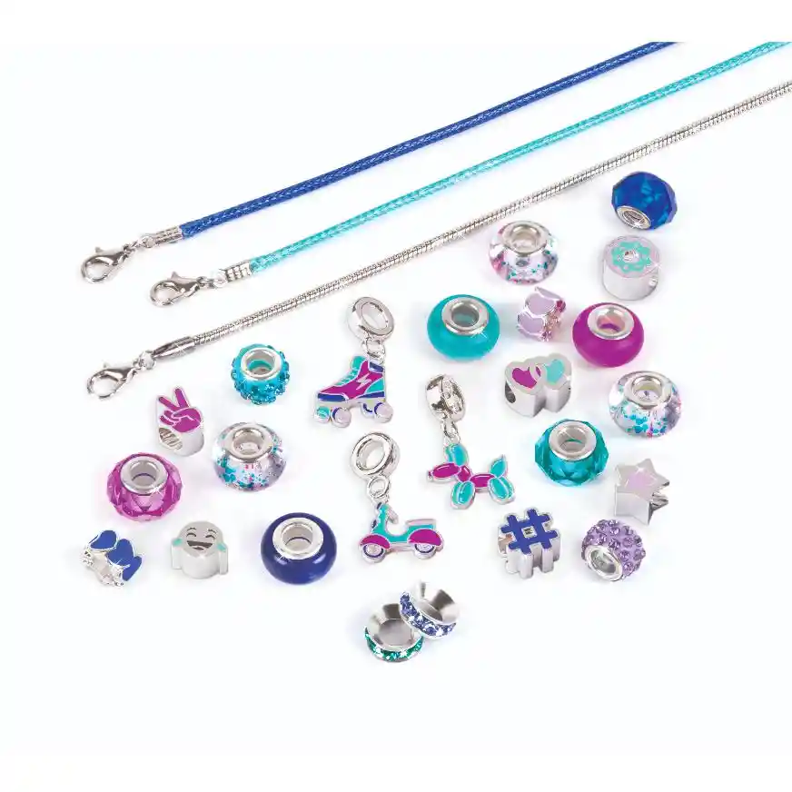 Set De Pulseras Encantos De Aureola Azul 28 Pzs.