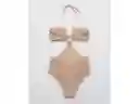 American Eagle Vestido Baño Halter Nude Natural Medium
