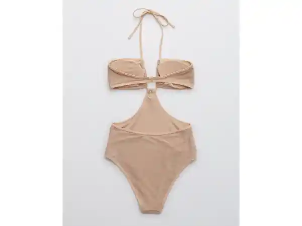 American Eagle Vestido Baño Halter Nude Natural Medium