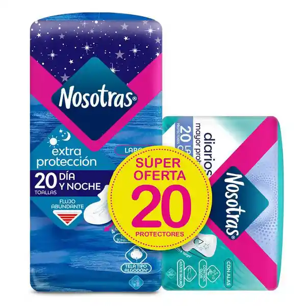 Nosotras Pack Toalla Extra Protectora + Protector Diario Largo