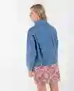 Chaqueta En Denim Mangas Englobadas Azul Indigo Talla L Mujer Naf Naf