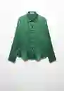 Camisa Plisi-W Verde Talla S Mujer Mango