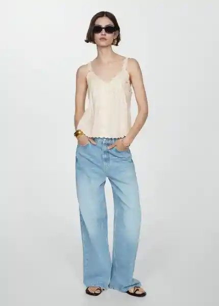 Top Bord Offwhite Talla S Mujer Mango