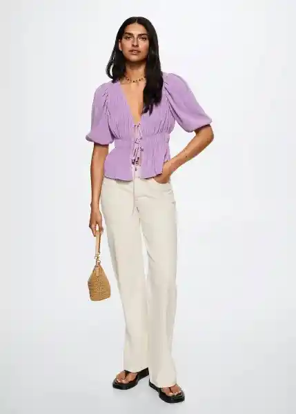 Blusa Monica Malva Talla 27 Mujer Mango