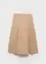 Falda Rib Camel Talla 38 Mujer Mango