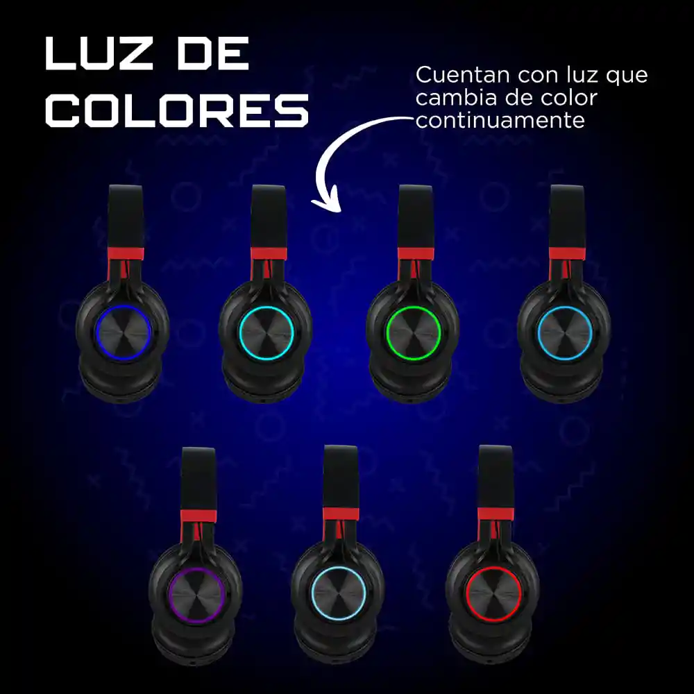Miniso Audífonos de Diadema Coloridos Con Luces Rojo