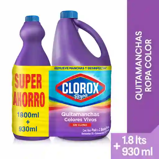 Quitamanchas Clorox Colores Vivos 1.8 lt + Quitamanchas Clorox Colores Vivos 930 ml