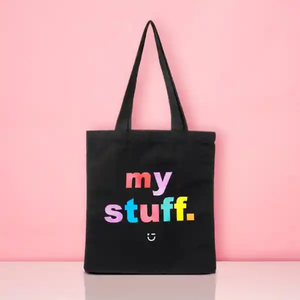 Bolso de Compras Arcoiris my Stuff Negro Miniso