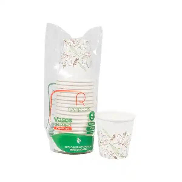 Real Pack Vaso Papel Hojas 4 Oz