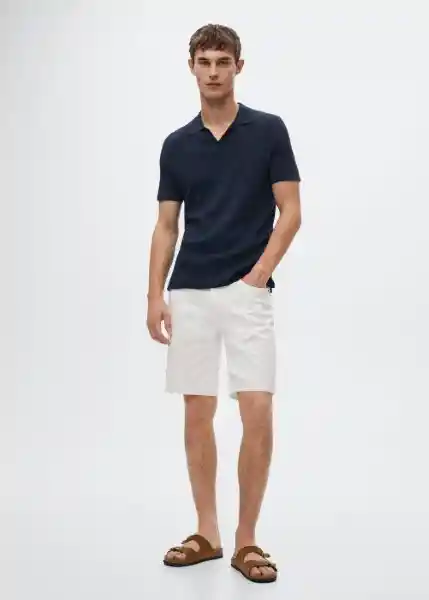 Polo Lino Navy Talla M Hombre Mango