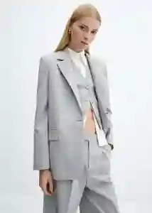 Blazer Americana Rayita Gris Medio Vigoré Talla L Mujer Mango
