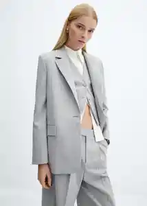 Blazer Americana Rayita Gris Medio Vigoré Talla L Mujer Mango