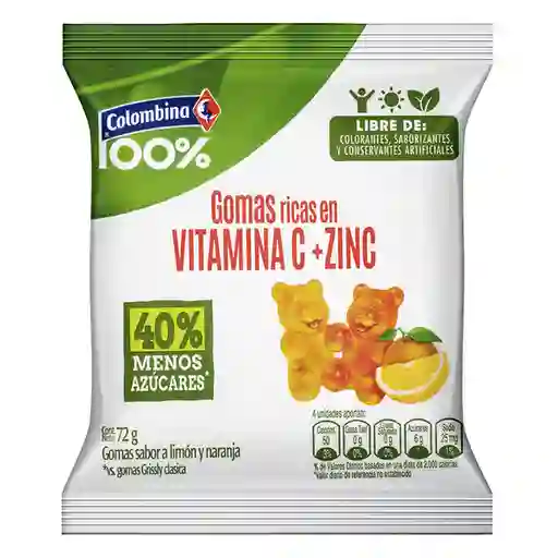 Colombina 100% Gomas Ricas en Vitamina C + Zinc Limón y Naranja