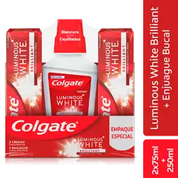 Colgate Crema Dental + Enjueague Bucal Luminous White Brilliant