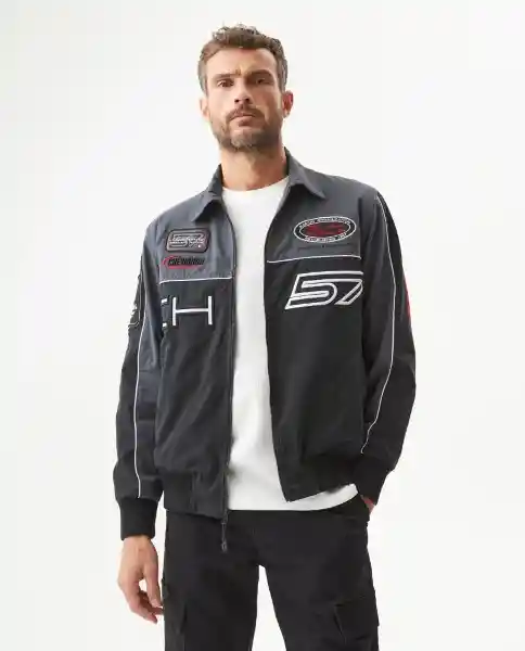Chaqueta Racing Aviator Masculino Gris Galaxia Talla M Chevignon