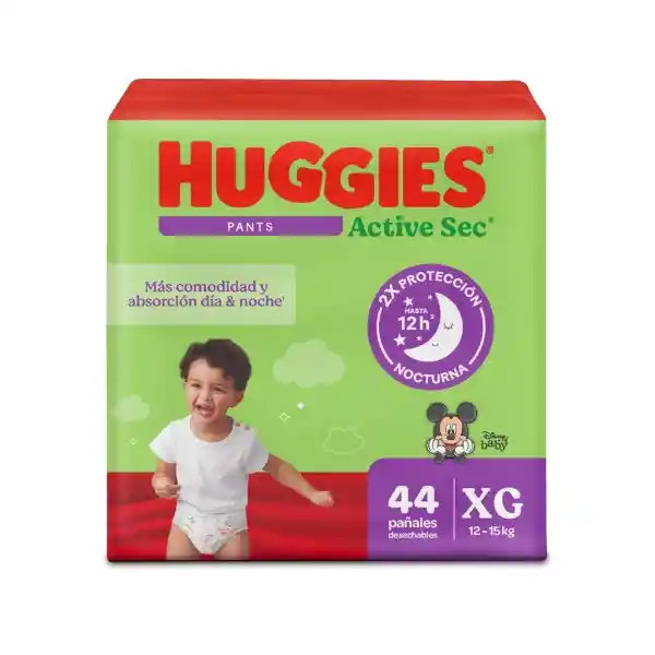 Pañales Huggies Active Sec Pants Etapa 4/XG Más Comodidad