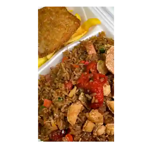 Combo arroz paisa con chuleta