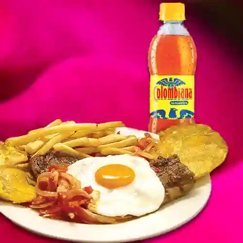 Menu Bistec + Gaseosa 400 ml