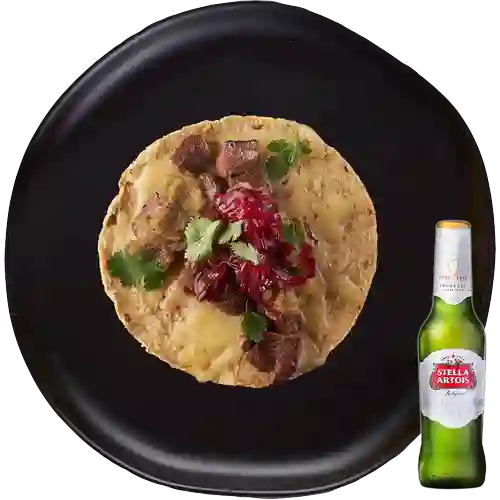 Combo Taco de Carne + Cerveza Stella Artois Bot. 330ml