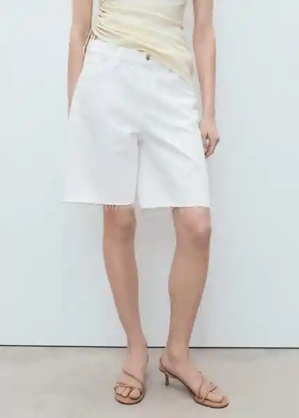 Bermuda Anne Blanco Talla 36 Mujer Mango