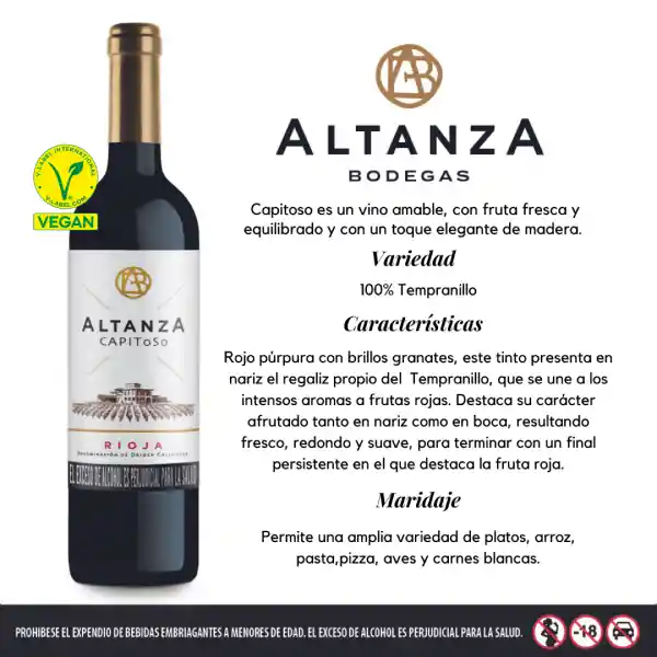 Le Altanza Vino Tinto Capitoso Semicrianza Rioja