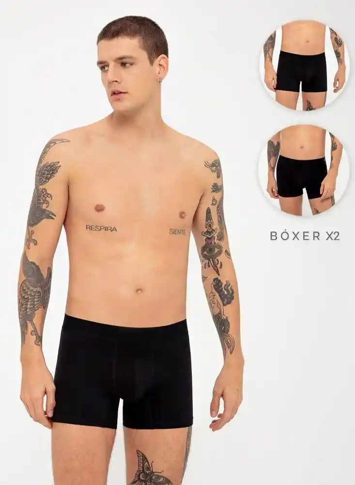 Boxer Ajustado Pqt Hombre S - Negro7019