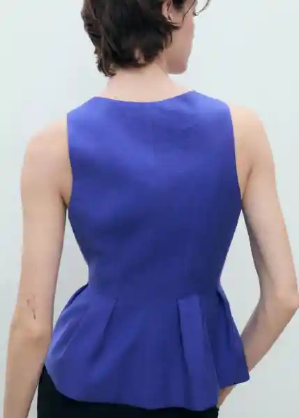 Top Palma Azul Talla S Mujer Mango