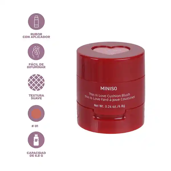 Rubor Con Aplicador de Esponja This is Love 01 Miniso