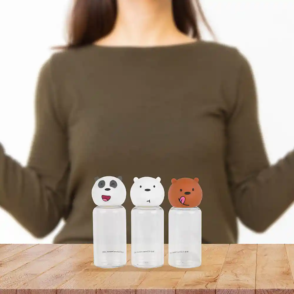 Set Botellas Viaje Silicona we Bare Bears Collection 5.0 Miniso