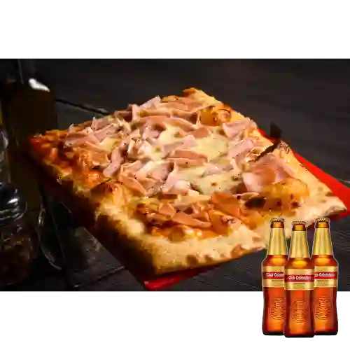 Cmb pza de jamón queso+cerveza club col