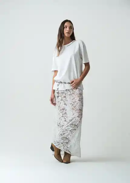 Camiseta Mujer Crudo Puro Claro Talla L 402G073 Naf Naf