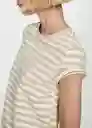 Camiseta Rayac Beige Talla 18 Mujer Mango