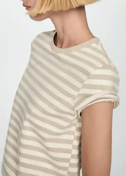 Camiseta Rayac Beige Talla 18 Mujer Mango