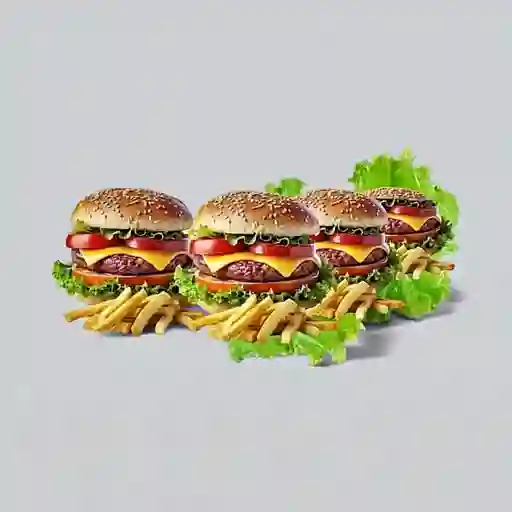 Combo 4 Hamburguesas, Papa y Gaseosa