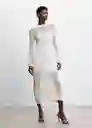 Vestido Basket Offwhite Talla 18 Mujer Mango